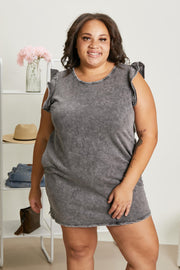 Sew In Love Cascade Springs Full Size Acid Wash Dress in Black