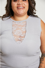 Vocal For Love of Lace Chain Detail Sleeveless Tee