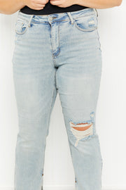 Judy Blue Journey Full Size High-Waisted Distressed Straight Jeans