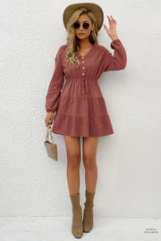 Tie Front Tiered Mini Dress