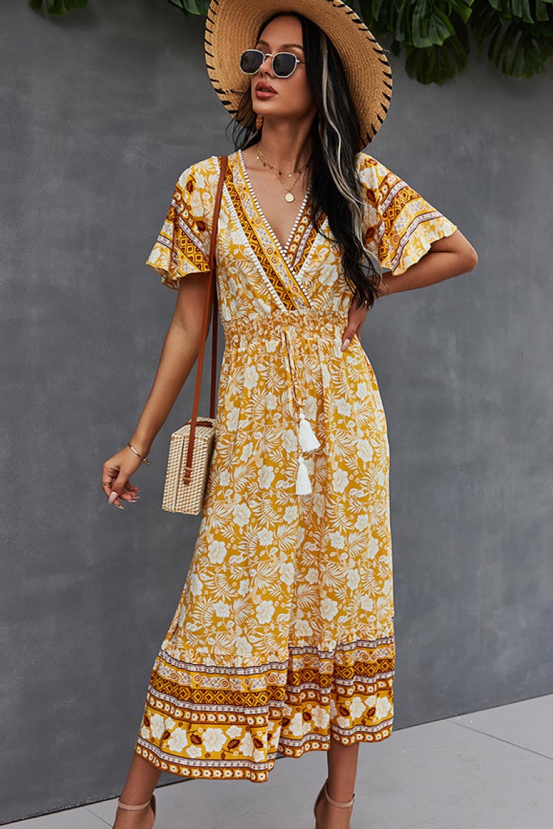 Luna Flutter Sleeve Midi Dress