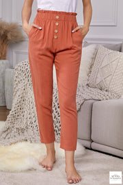 Linen Blend Pocketed Pants