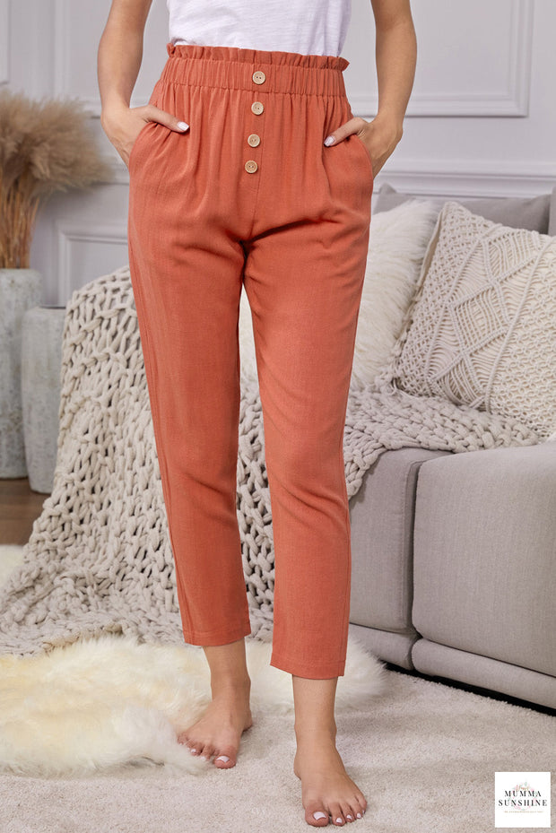 Linen Blend Pocketed Pants