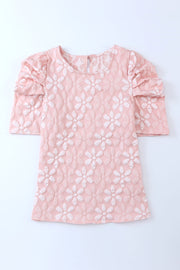 Puff Sleeve Round Neck Blouse