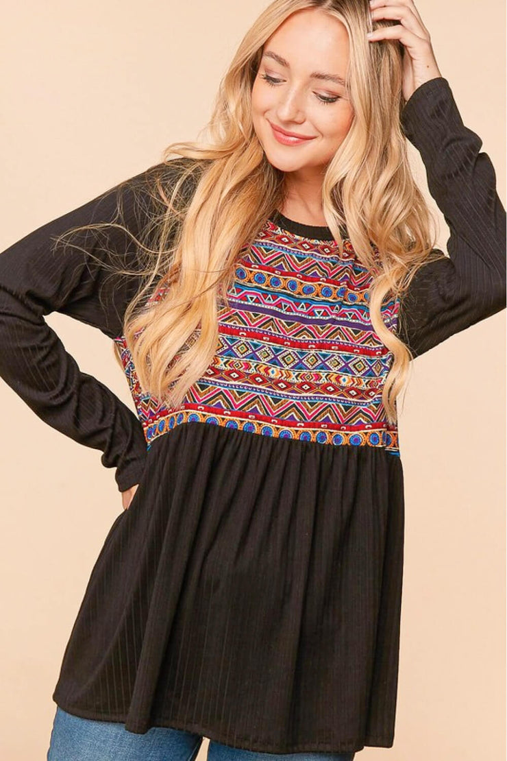 Haptics Full Size Bohemian Raglan Sleeve Top