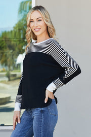 Sew In Love Full Size Striped Dolman Sleeve Knit Top