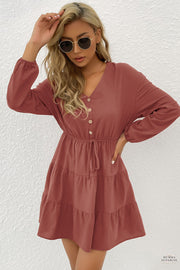 Tie Front Tiered Mini Dress