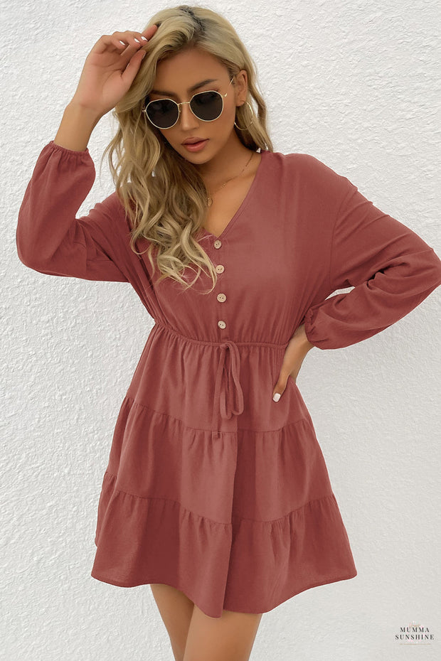 Tie Front Tiered Mini Dress