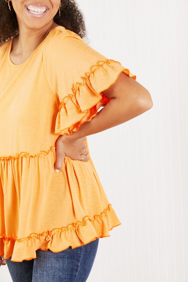 Hailey & Co Our Song Full Size Ruffled Babydoll Top