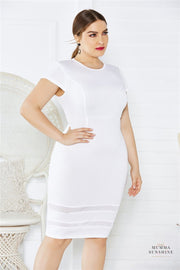 Mesh Detail Midi Dress-Curvy