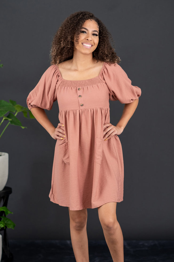 GeeGee I Promise Full Size Puff Sleeve Dress