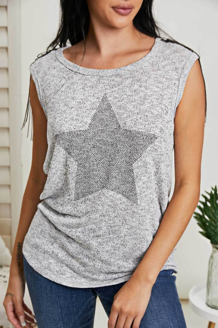 Vocal Starlit Night Chain Detail Sleeveless Tee