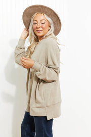 Zenana Home for the Weekend Full Size Brushed Melange Sweater