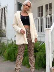 Buttoned Longline Sherpa Jacket