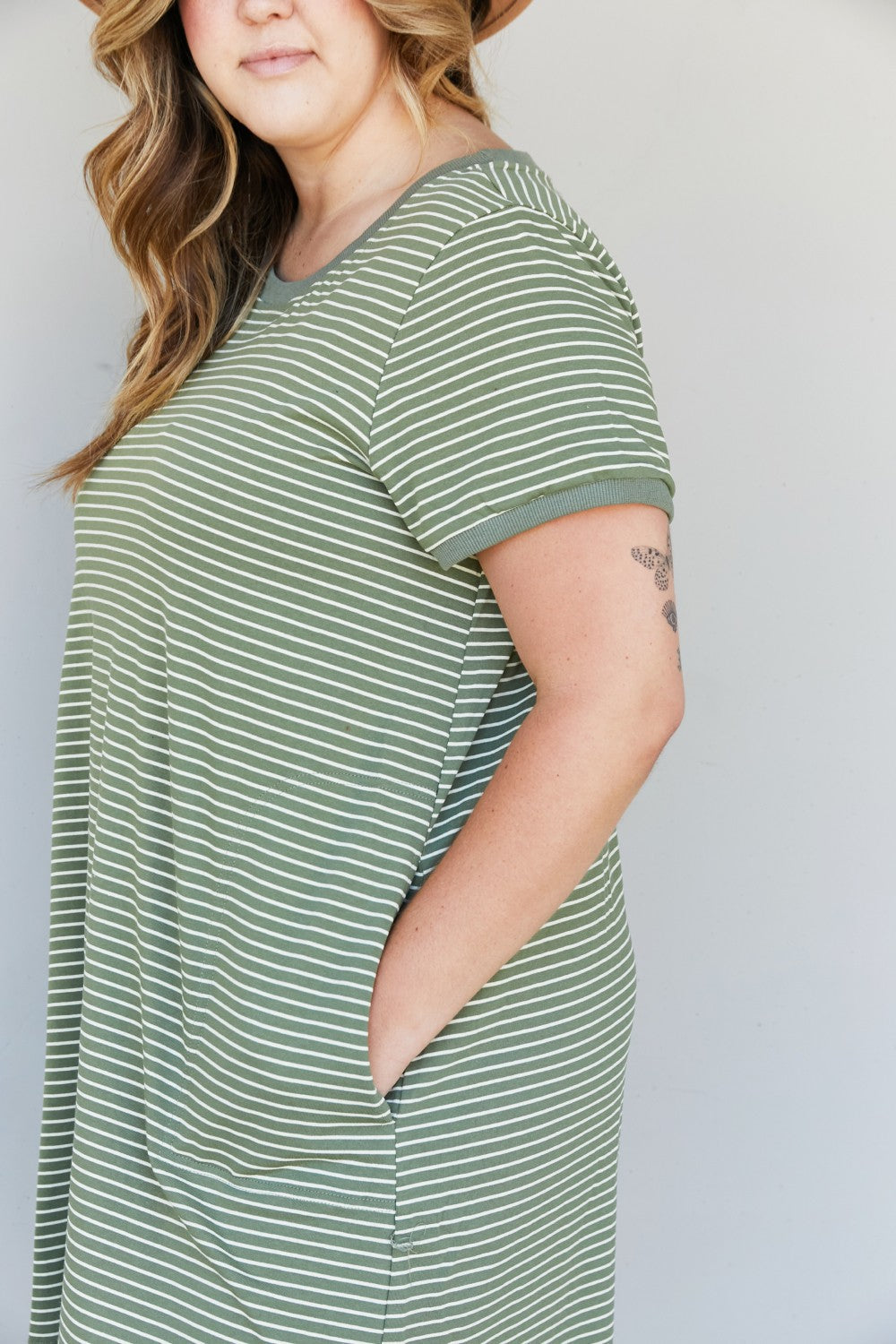 Cotton Bleu Simplicity is Best Full Size Striped T-Shirt Dress