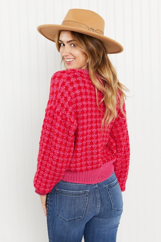 Andree by Unit London Life Full Size Tweed Cardigan in Hot Pink