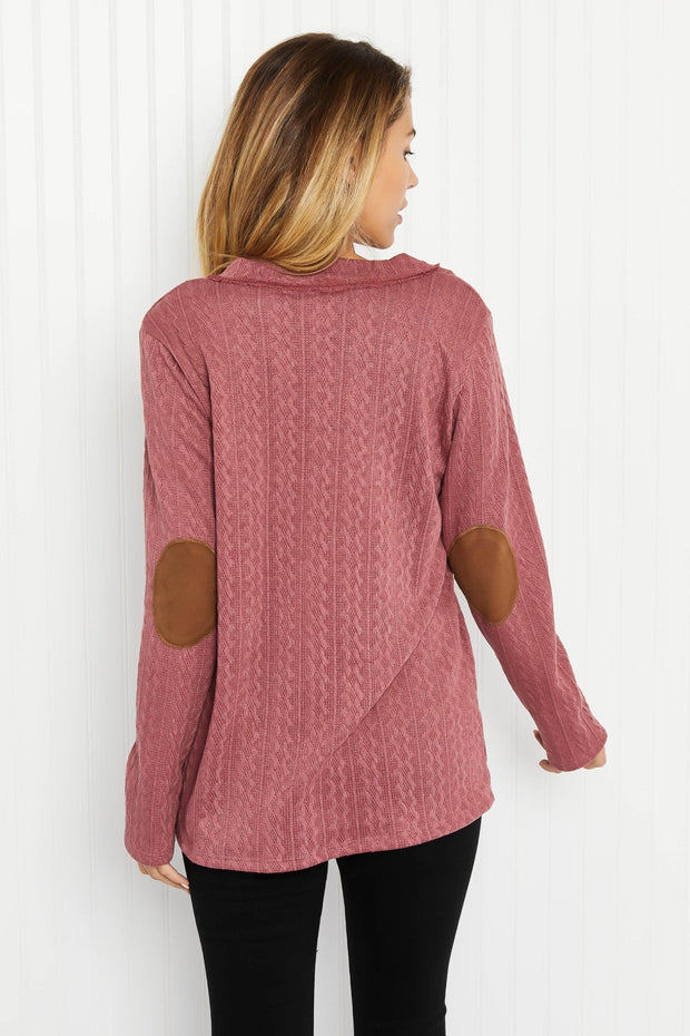 Heimish 'Round the Fire Cable-Texture Henley with Elbow Patches