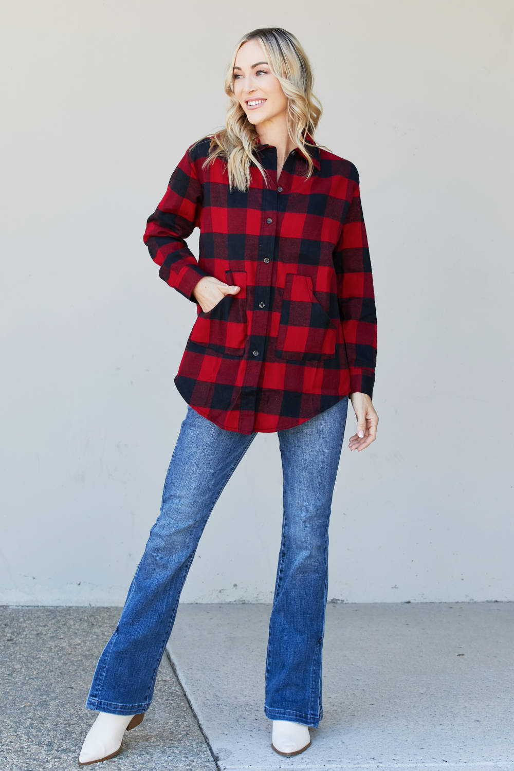 Sew In Love Full Size Plaid Button-Up Shirt