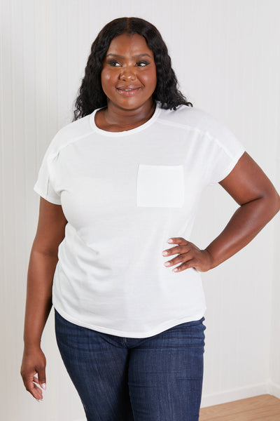 Sew In Love Stay and Chat Love Full Size Pocket Tee in Ivory