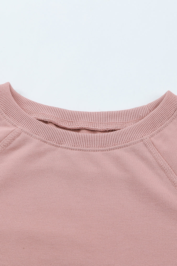 Girls Raglan Sleeve Ribbed Trim Sweatshirt