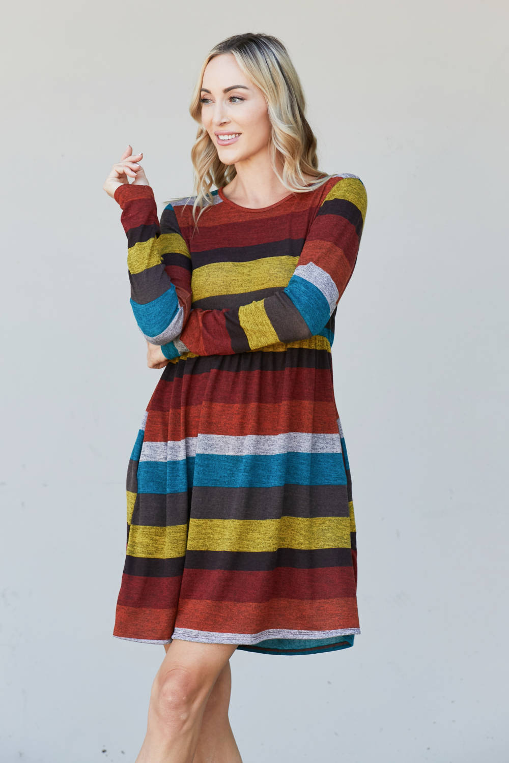 Heimish Full Size Striped Pleated Dress