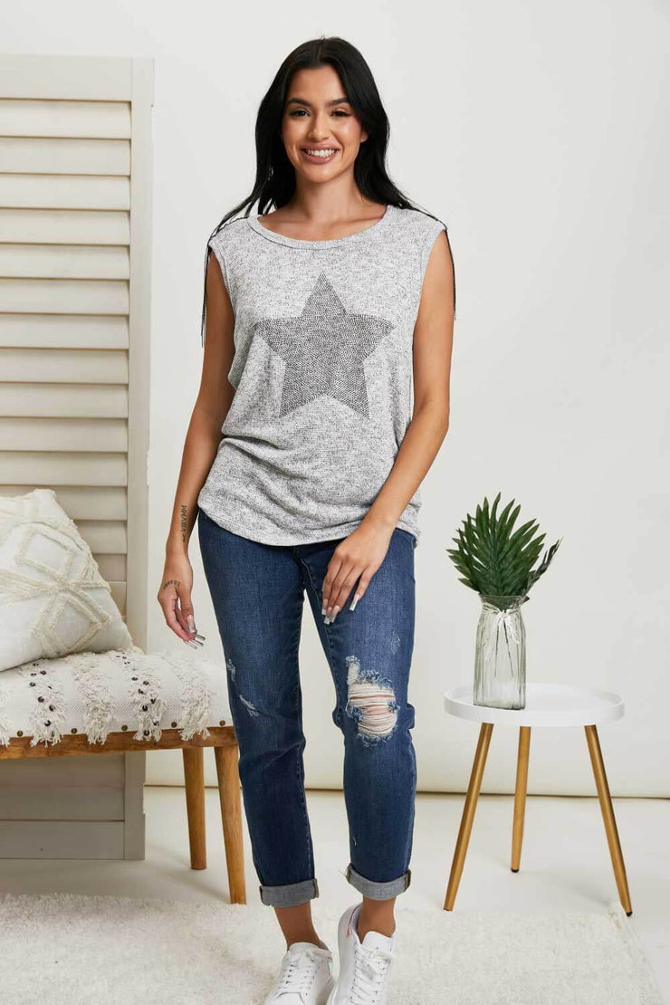 Vocal Starlit Night Chain Detail Sleeveless Tee