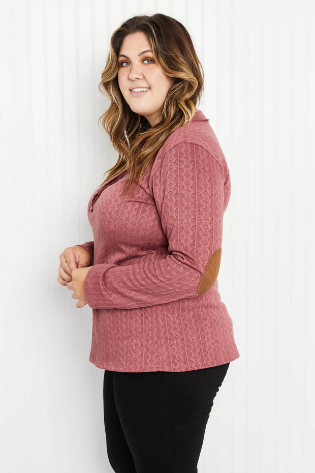 Heimish 'Round the Fire Cable-Texture Henley with Elbow Patches
