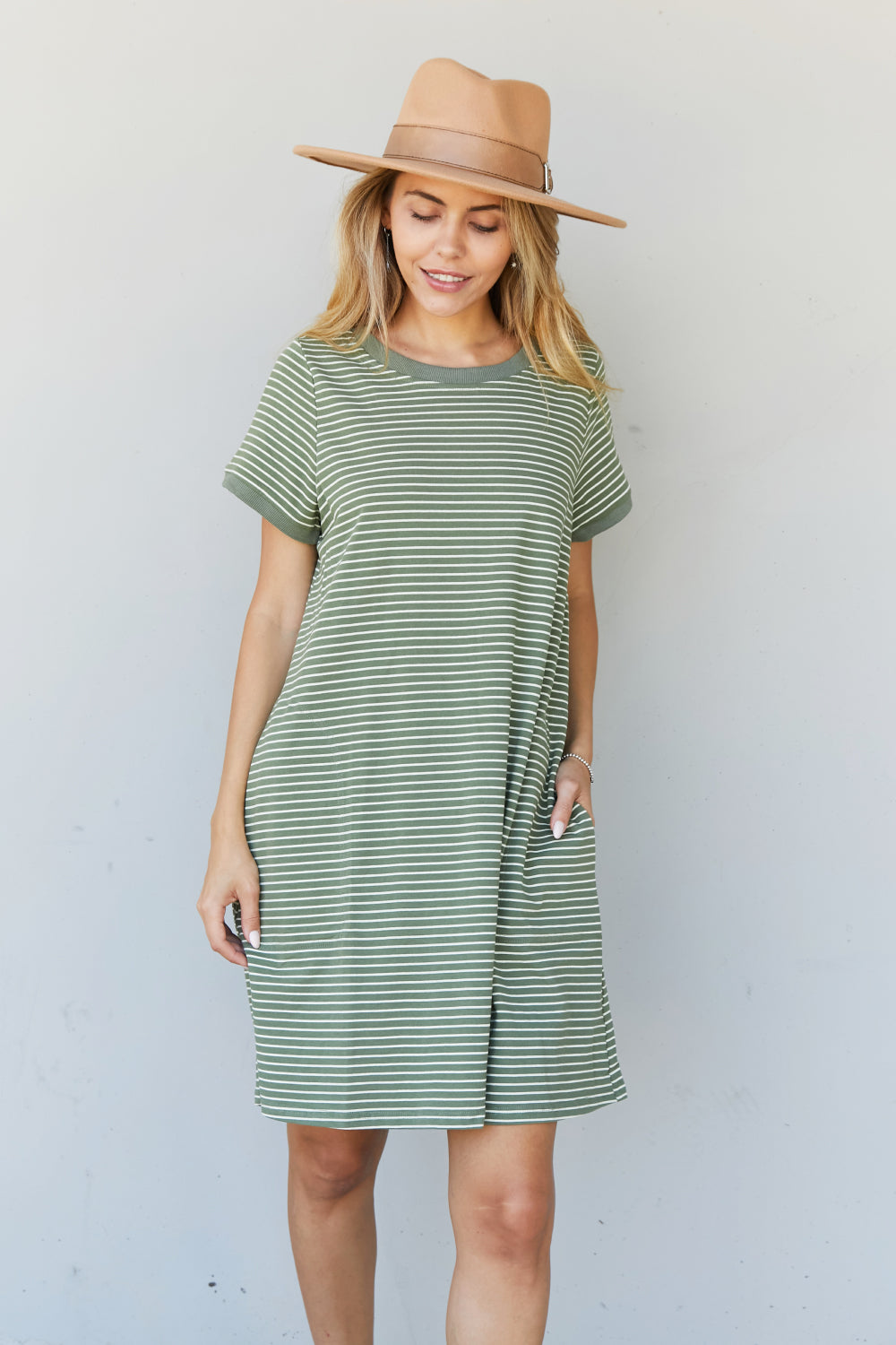 Cotton Bleu Simplicity is Best Full Size Striped T-Shirt Dress