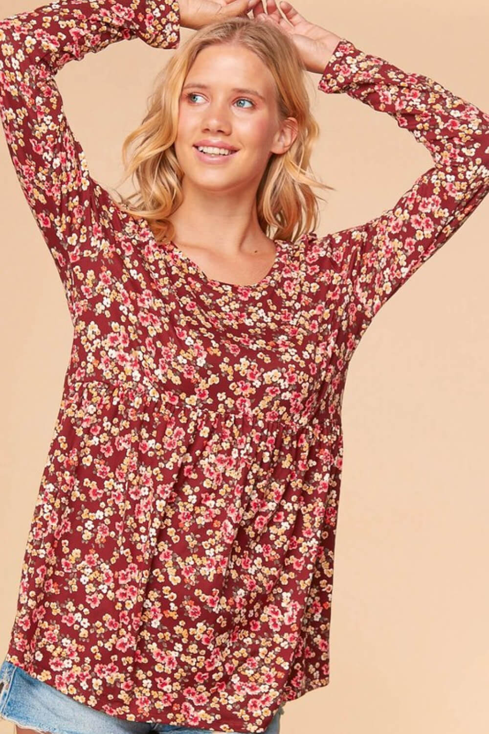 Haptics Full Size Floral Tunic Blouse