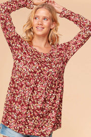 Haptics Full Size Floral Tunic Blouse