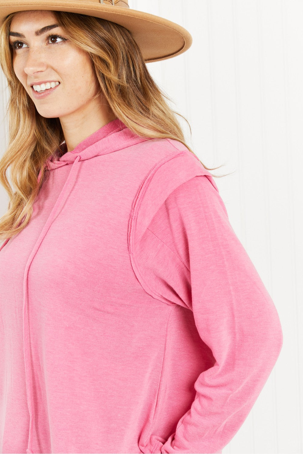 Andree by Unit Live Simply Full Size Shoulder Detail Knit Hoodie