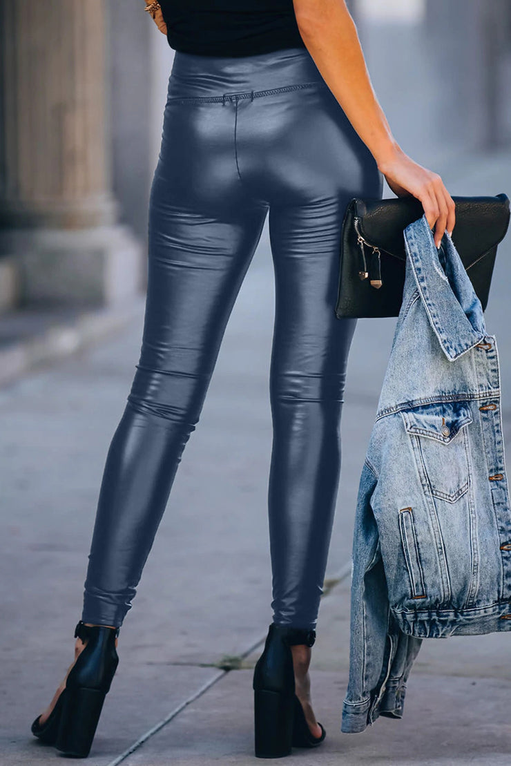 PU Leather High Waist Skinny Leggings
