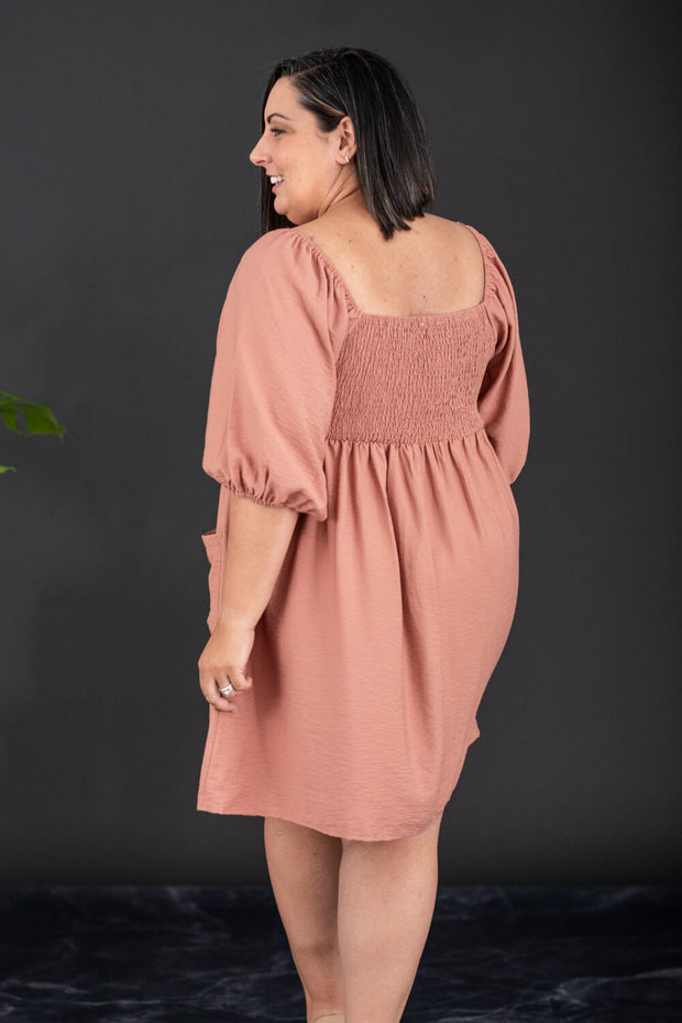 GeeGee I Promise Full Size Puff Sleeve Dress