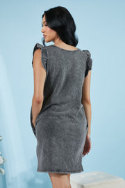 Sew In Love Cascade Springs Full Size Acid Wash Dress in Black