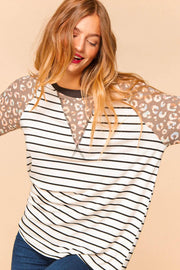 Haptics Full Size Mixed Print Contrast Trim Top