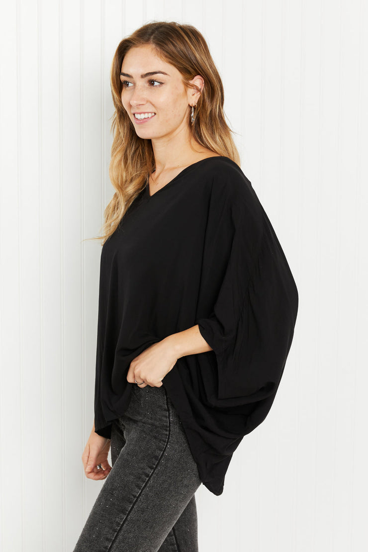 Andree by Unit Full of Charm Full Size Poncho Style Woven Top