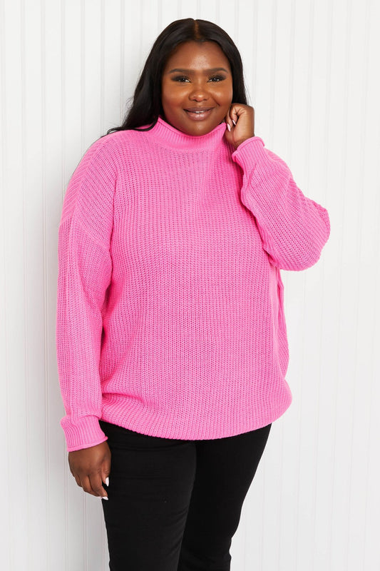 Davi & Dani Camera Ready Full Size Mock Neck Sweater