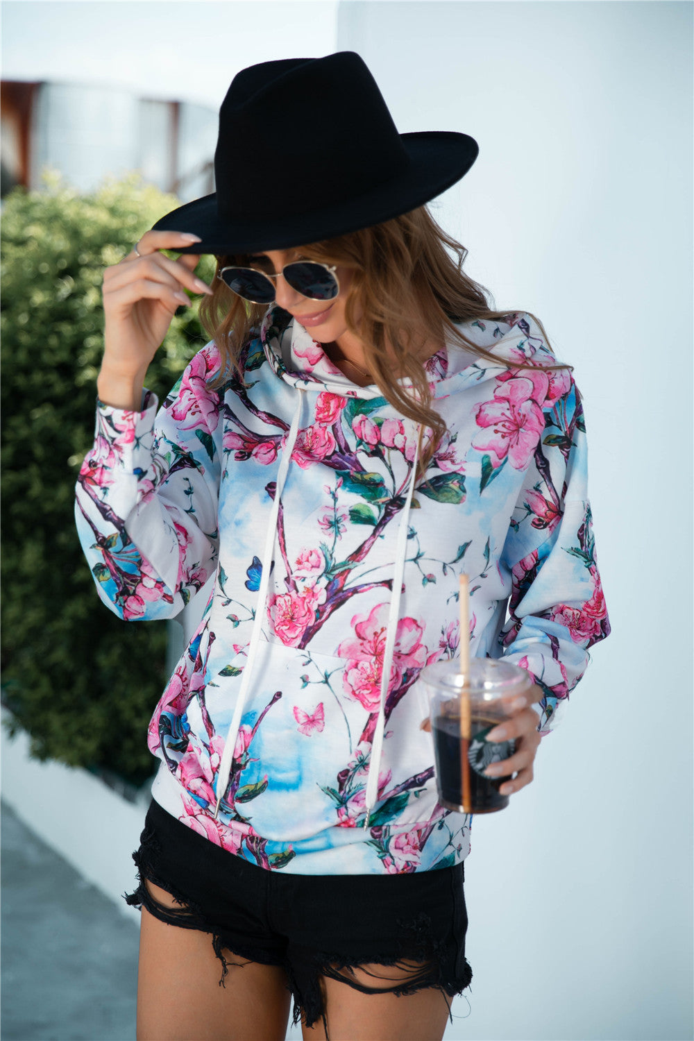 Floral Print Hoodie