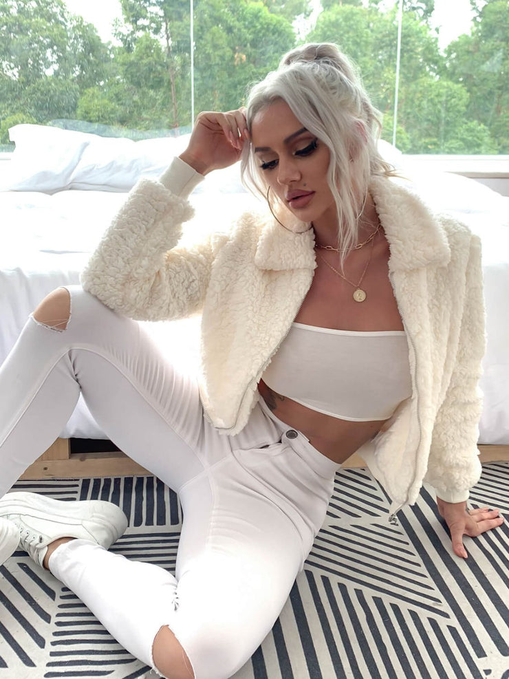 Zip Up Collared Sherpa Jacket