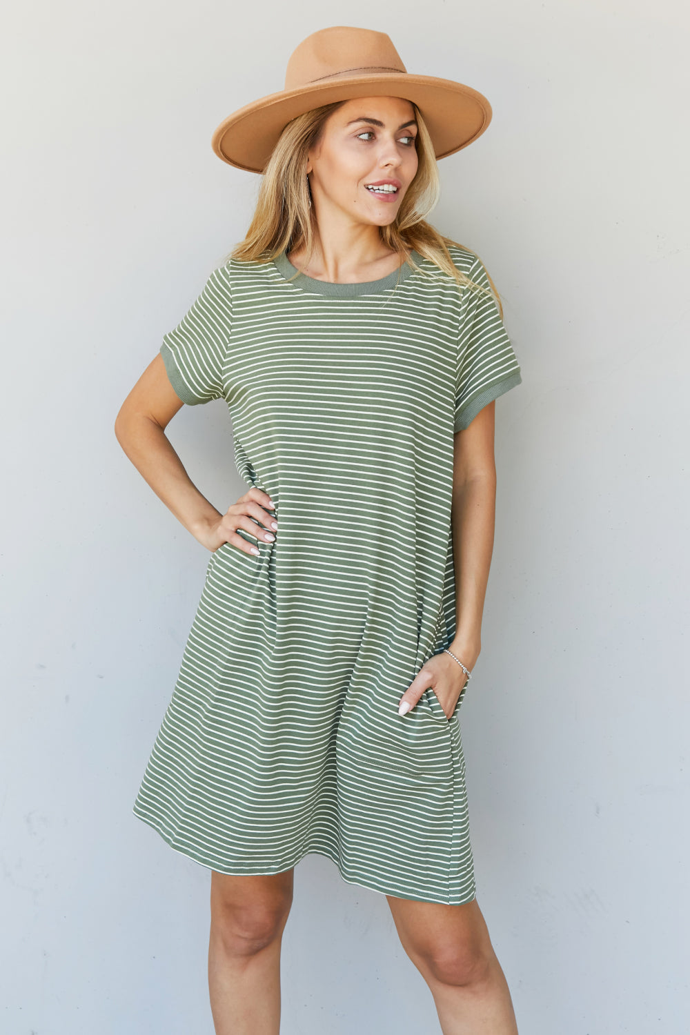 Cotton Bleu Simplicity is Best Full Size Striped T-Shirt Dress