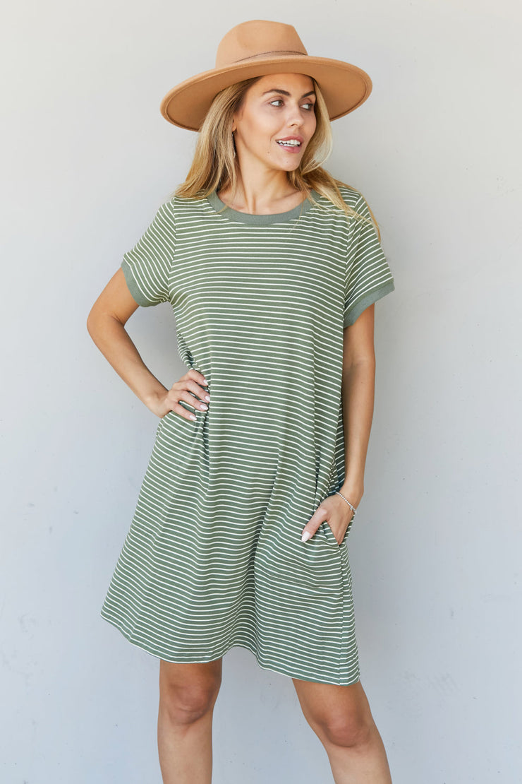 Cotton Bleu Simplicity is Best Full Size Striped T-Shirt Dress
