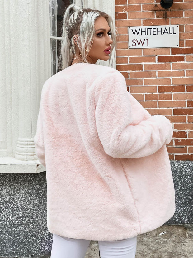 Open Front Longline Teddy Jacket