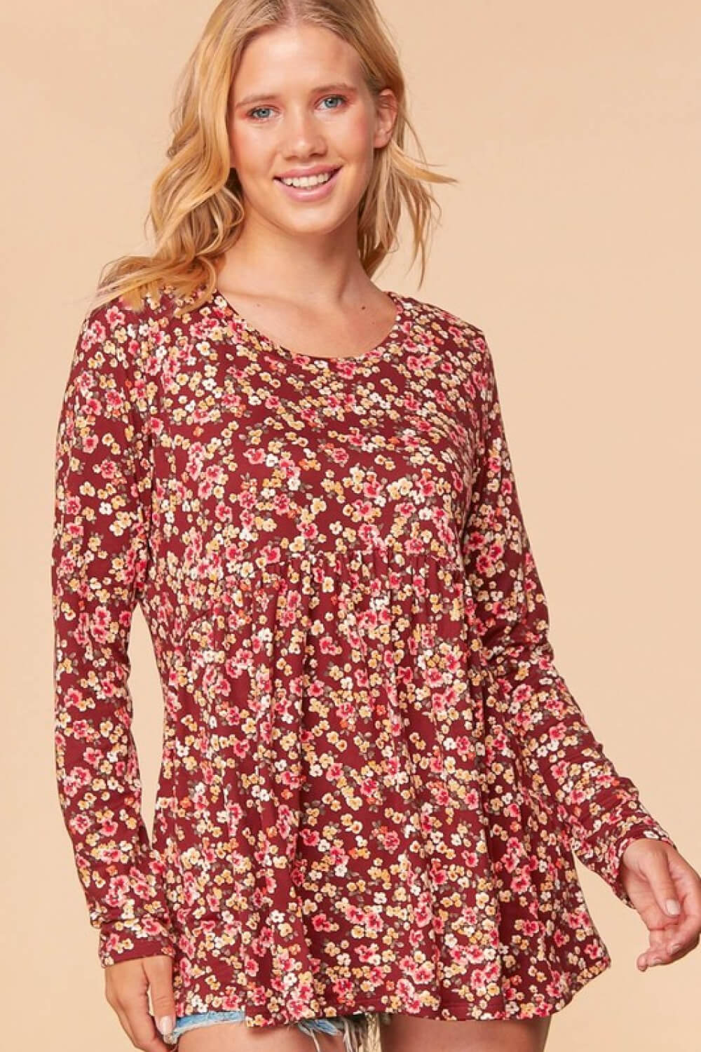 Haptics Full Size Floral Tunic Blouse