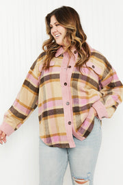 GeeGee Make Way Full Size Plaid Corduroy Trim Shacket