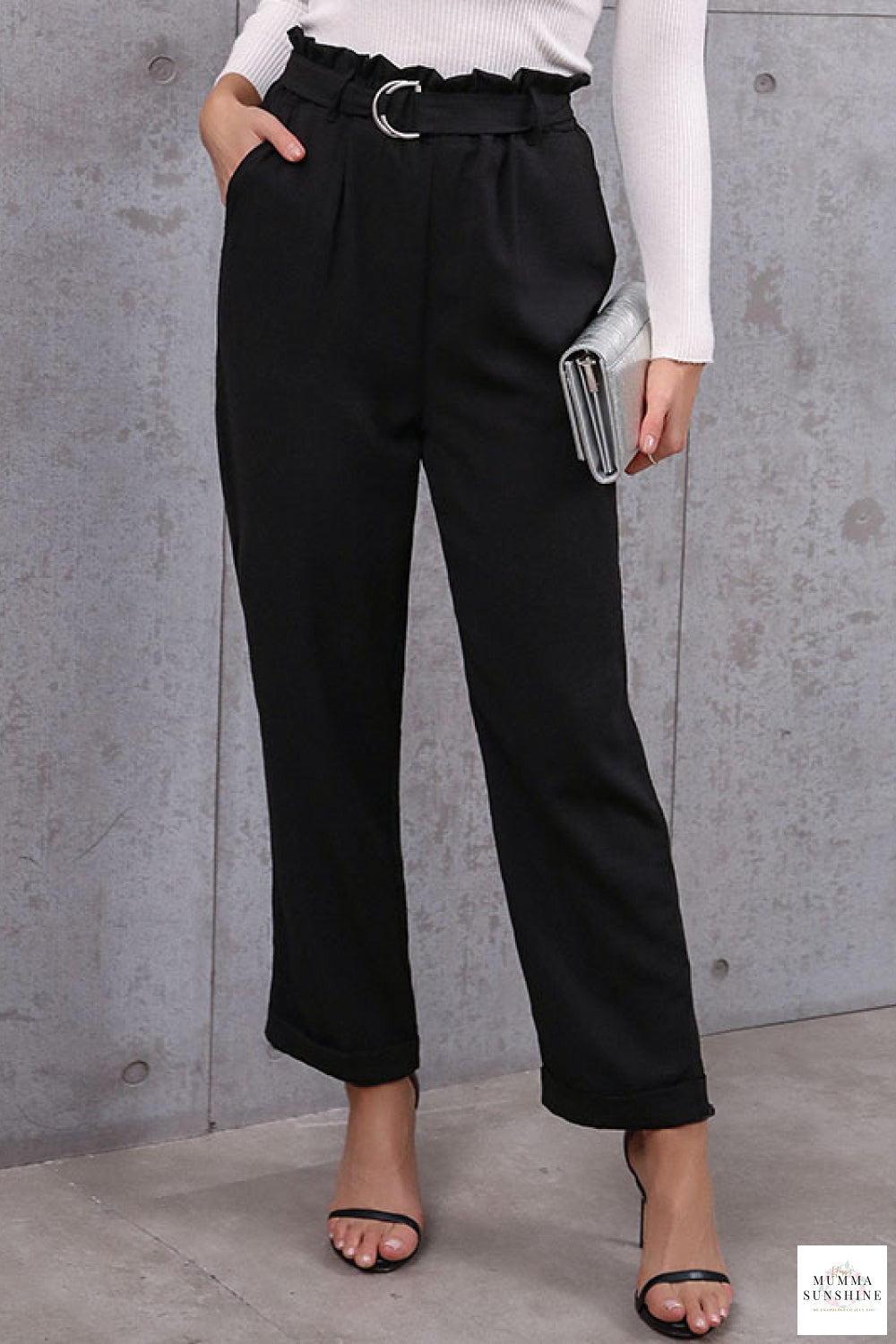 Belted Paperbag Waist Pants