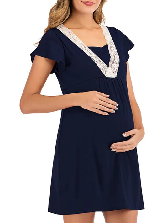 Women's maternity V-neck short sleeve Nursing Dress