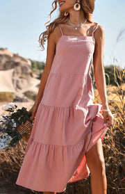 Women's Midi Dress Solid Color Backless Sling Sexy Dress