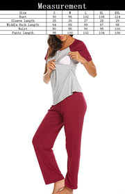 Women's Colorblock Short Sleeve Nursing Pants Pyjama Sets